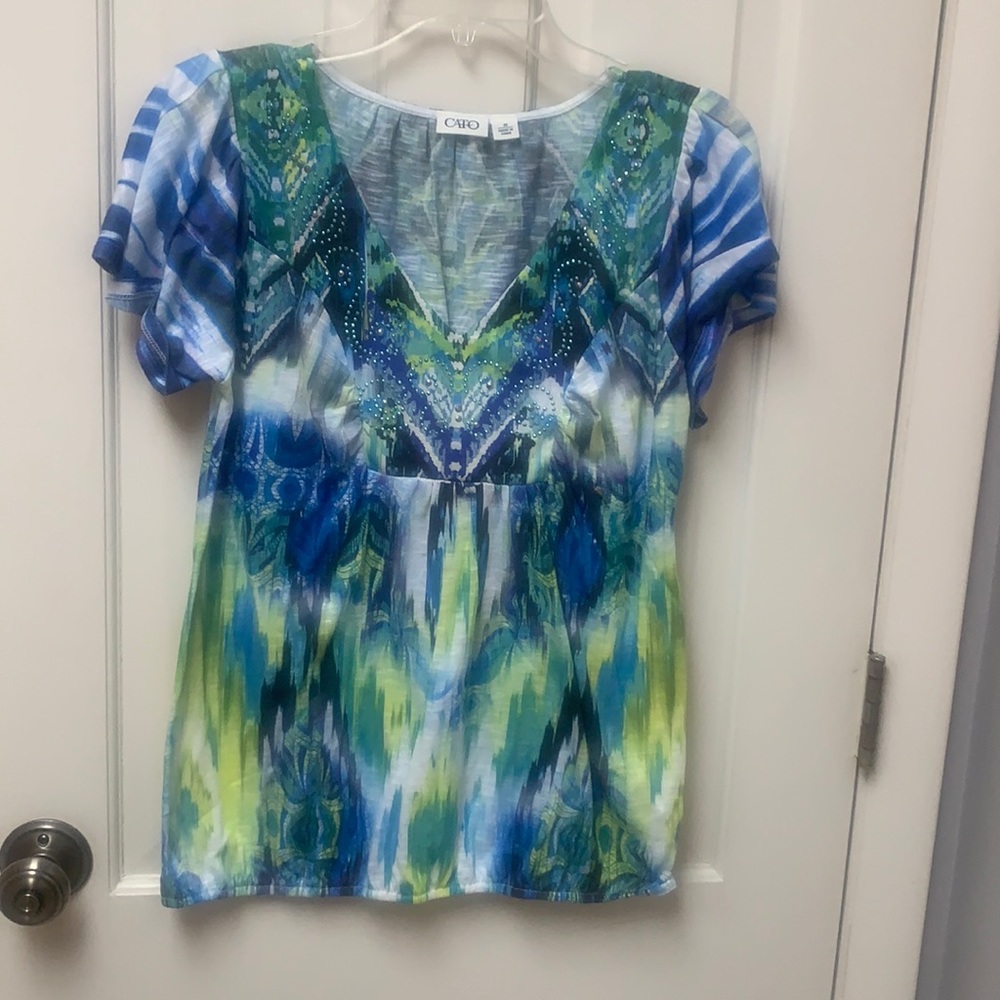 3 for $15 V-Neck Medium Cato Top Sparkles / Gems at Neckline Elastic at Waist